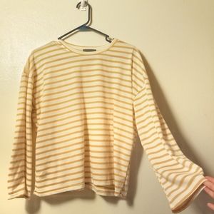 SOLD - Korean Yellow and White Striped Long Sleeve